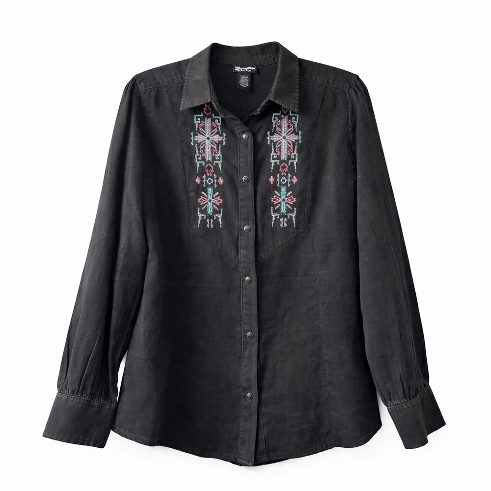 Wrangler Retro Punchy Long Sleeve Denim Shirt in Black